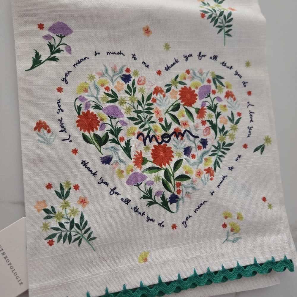 NWT Anthropologie MOM Floral Dishtowel